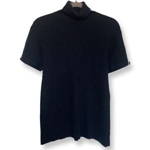 Apt. 9 Black Short Sleeve Sweater with Silver Buckle On Sleeves XL